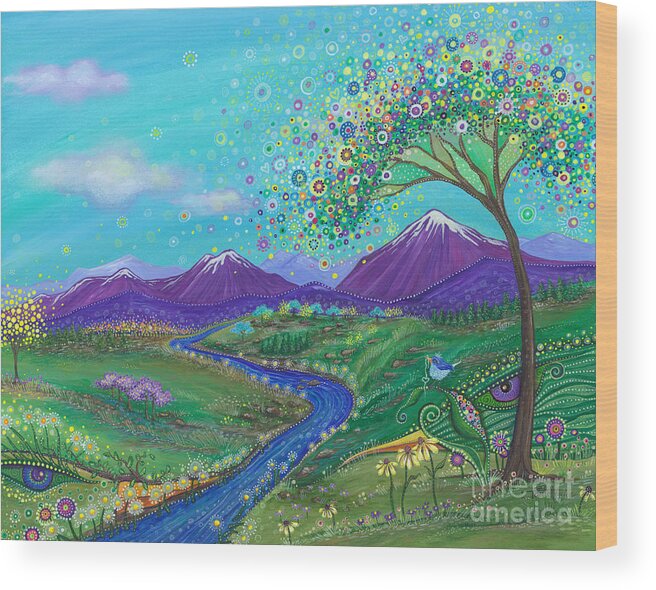Skies Of Blue Wood Print featuring the painting I See Skies of Blue by Tanielle Childers