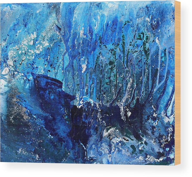 Blue Painting Wood Print featuring the painting Ice Storm by Karin Kohlmeier