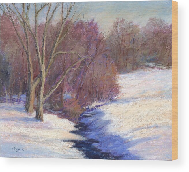 Winter Scene Wood Print featuring the painting Icy Stream by Vikki Bouffard