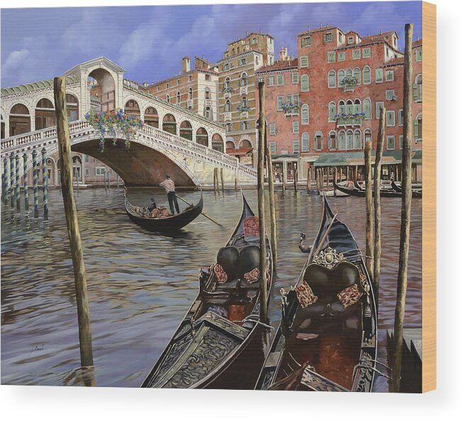 Venice Wood Print featuring the painting Il Ponte Di Rialto by Guido Borelli