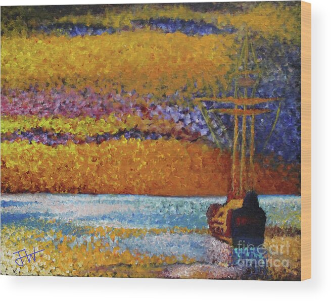 Sunset Wood Print featuring the painting Impressionist Jolly Roger by Jerome Wilson