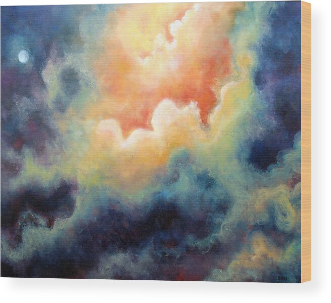 Celestial Wood Print featuring the painting In The Beginning by Marina Petro