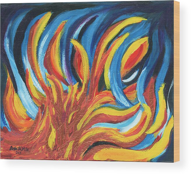 Fire Wood Print featuring the painting Its Elemental by Ania M Milo