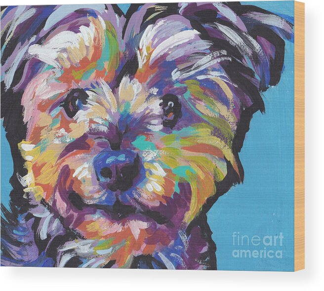 Yorkie Wood Print featuring the painting Itsy Bitsy Best Friend by Lea S