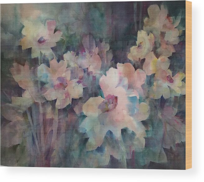 Flowers Wood Print featuring the painting Jewels of the Garden by Karen Ann Patton