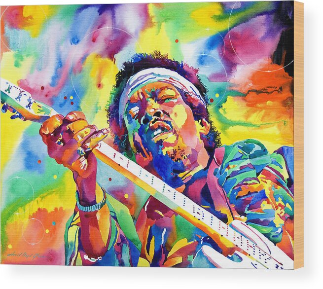 Jimi Hendrix Wood Print featuring the painting Jimi Hendrix Electric by David Lloyd Glover