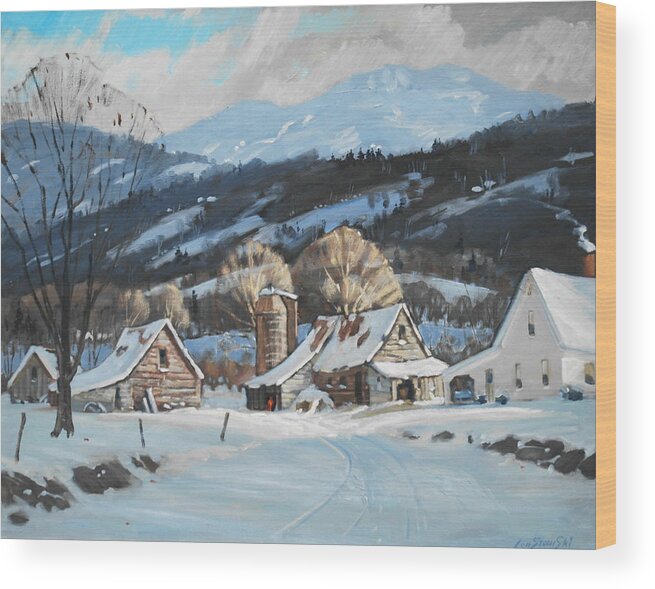 Berkshire Hills Paintings Wood Print featuring the painting Jimmie's Farm by Len Stomski