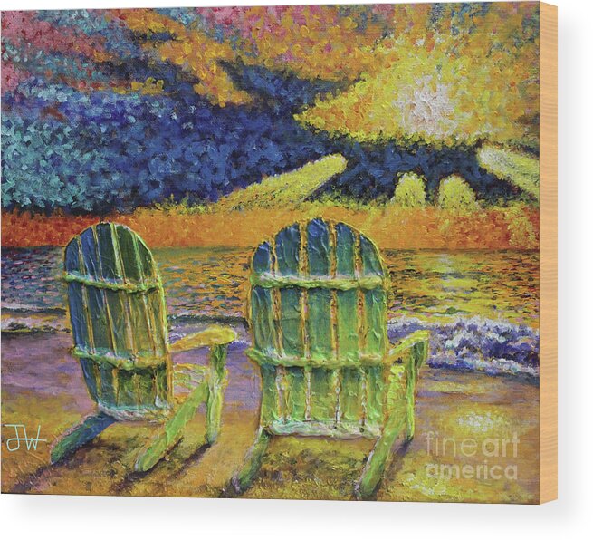 Beach Wood Print featuring the painting Just Us by Jerome Wilson