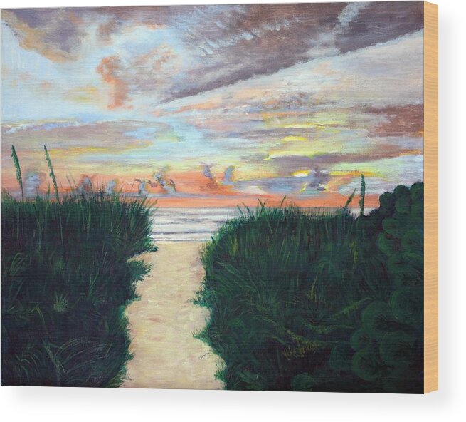 Sunrise Wood Print featuring the painting Kathi's Sunrise by Mike Jenkins