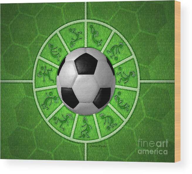 Soccer Wood Print featuring the digital art Kokopelli Soccer by Chris Rhynas