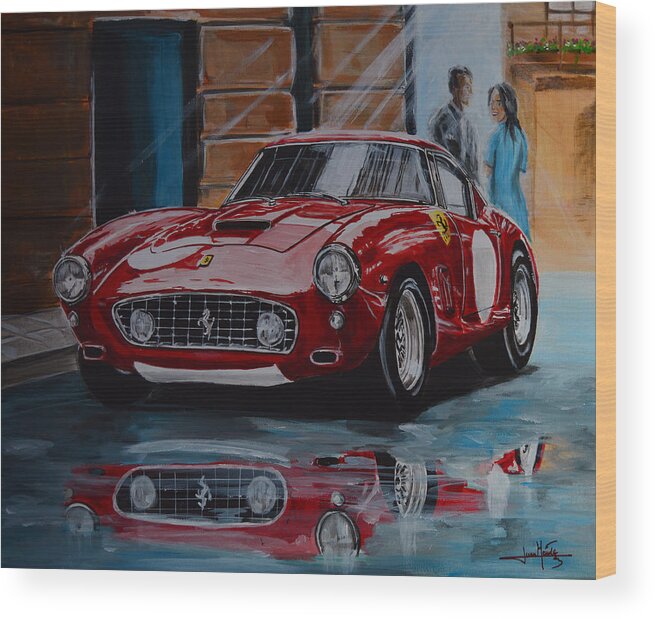 Ferrari Wood Print featuring the painting La 250GT SWB by Juan Mendez