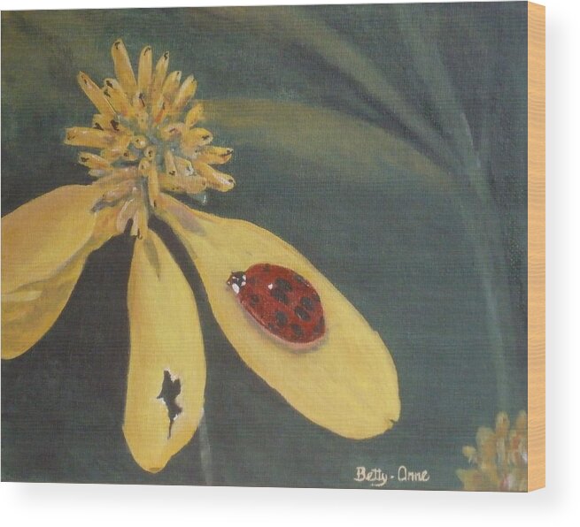 Flowers Wood Print featuring the painting Ladybug by Betty-Anne McDonald