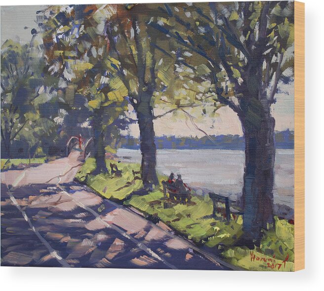 Late Afternoon Wood Print featuring the painting Late Afternoon at Niawanda Park by Ylli Haruni