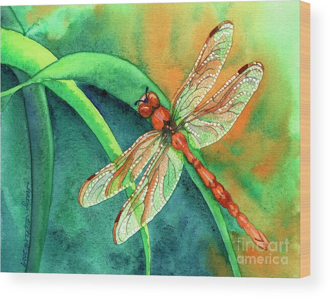 Dragonfly Wood Print featuring the painting Lazy Days by Tracy L Teeter 