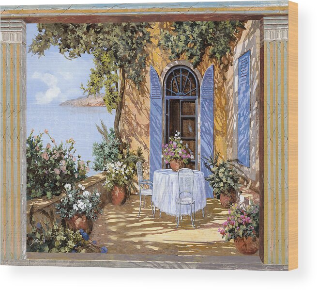 Blue Door Wood Print featuring the painting Le Porte Blu by Guido Borelli
