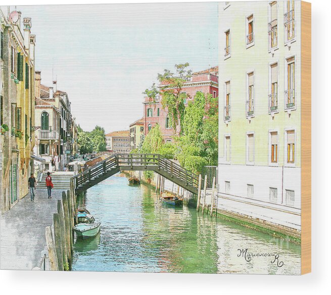 Italy Wood Print featuring the digital art Leisurely Afternoon Stroll by Mariarosa Rockefeller