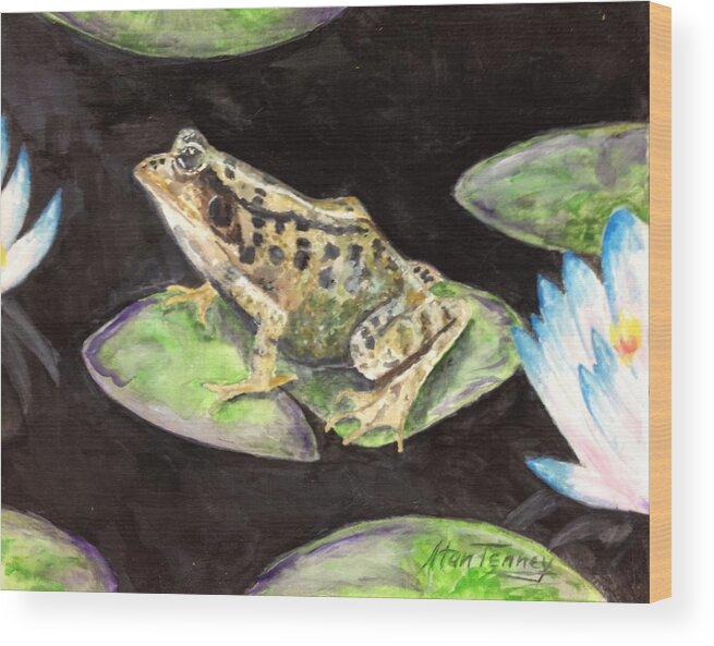 Frog Wood Print featuring the painting Leopard Frog by Stan Tenney