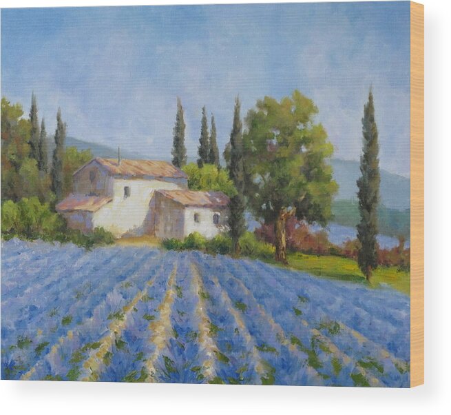 Lavender Wood Print featuring the painting Les Lavandes by Barrett Edwards