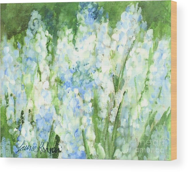 Grape Hyacinth Wood Print featuring the painting Light Blue Grape Hyacinth. by Laurie Rohner