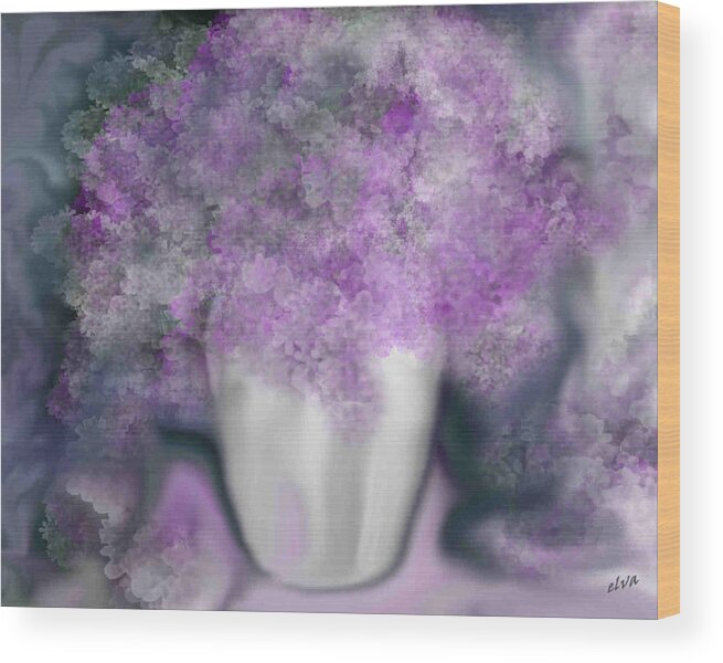 Art Wood Print featuring the digital art Lilacs by Elva Kimble