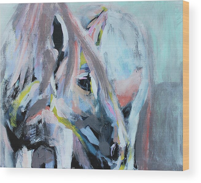 Horse Wood Print featuring the painting Listen by Claudia Schoen