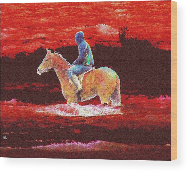 Horse Wood Print featuring the painting Lonely Rider by Cliff Wilson