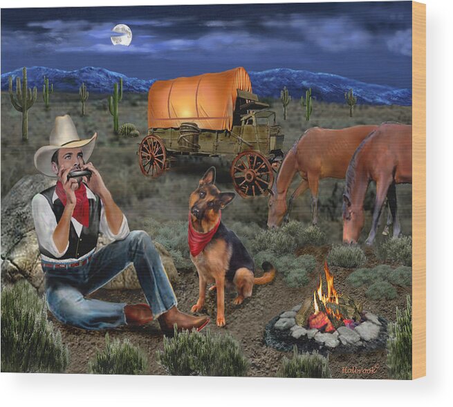 Lonesome Cowboy Wood Print featuring the digital art Lonesome Cowboy by Glenn Holbrook