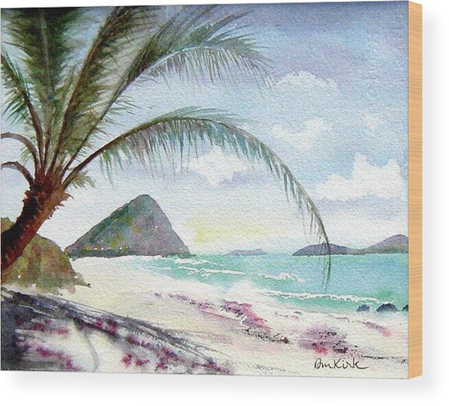 Beach Wood Print featuring the painting Long Bay Shadows by Diane Kirk
