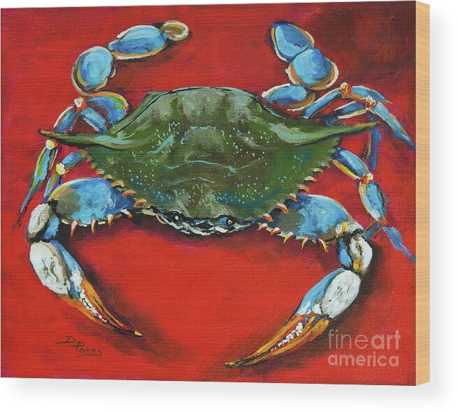 New Orleans Art Wood Print featuring the painting Louisiana Blue on Red by Dianne Parks