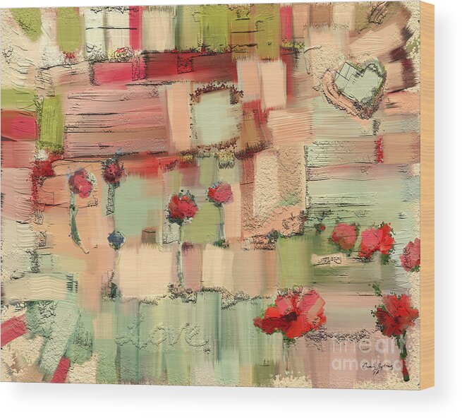 Poppy Wood Print featuring the mixed media Love Abstract by Carrie Joy Byrnes
