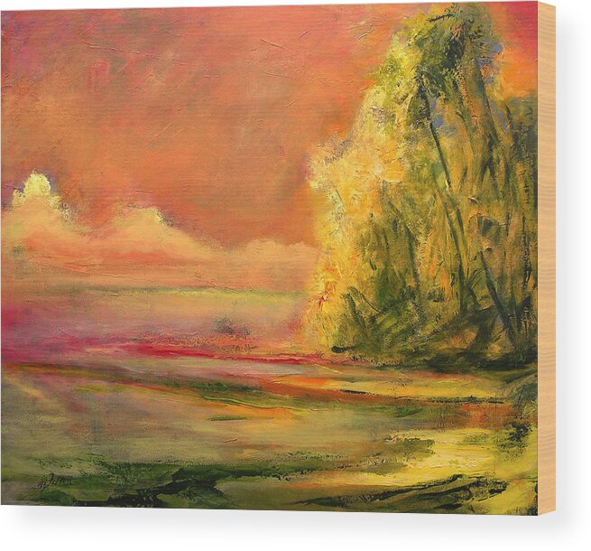 Large Canvas Reproductions Wood Print featuring the painting Luminous Sunset 2-16-06 julianne felton by Julianne Felton