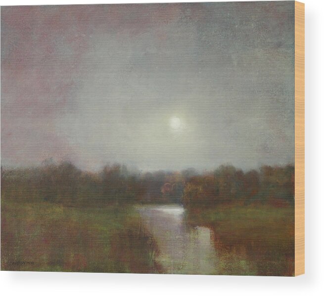 Moon Wood Print featuring the painting Lunar 14 by David Ladmore