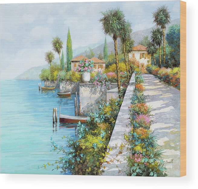 Lake Wood Print featuring the painting Il Lungo Lago by Guido Borelli