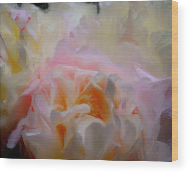 Peonies Wood Print featuring the painting Luscious by Liz Evensen
