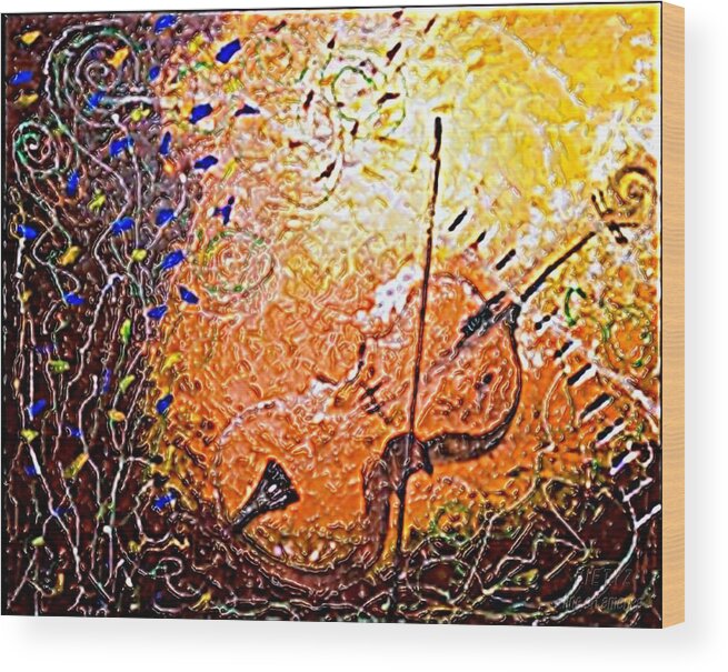 Music Wood Print featuring the painting Making Melody 1 by Piety Dsilva