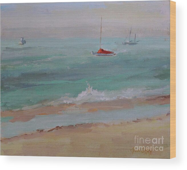 Seascape Wood Print featuring the painting Making Waves by Joan Coffey