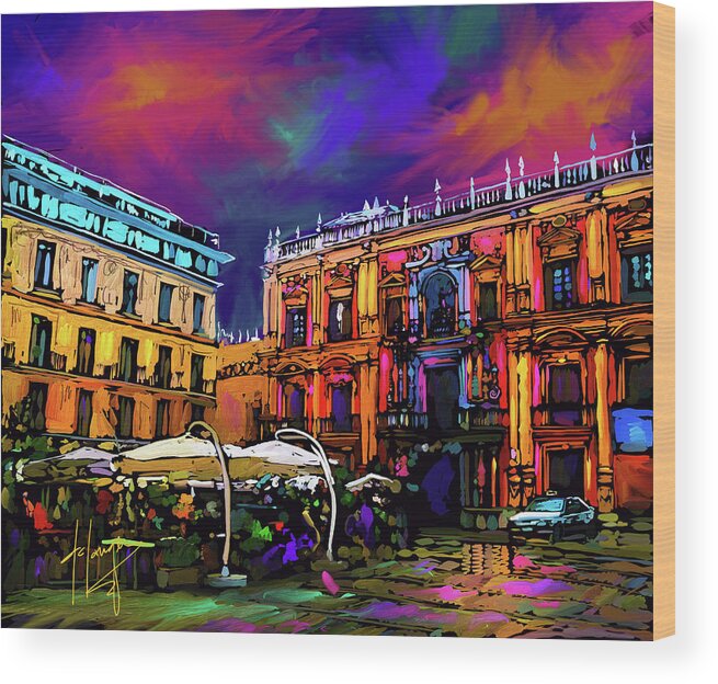 Malaga Wood Print featuring the painting Malaga, Spain by DC Langer
