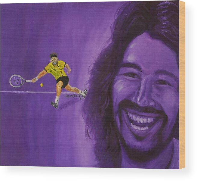 Marcos Wood Print featuring the painting Marcos Baghdatis by Quwatha Valentine