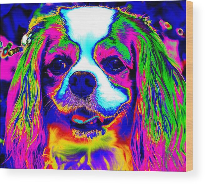 Dog Wood Print featuring the digital art Mardi Gras Dog by Larry Beat