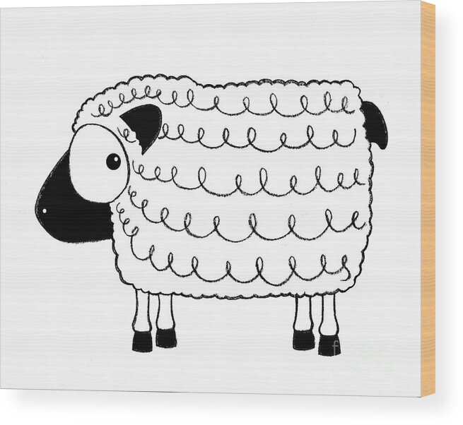 Sheep Wood Print featuring the digital art Marshmallow the sheep by Lucia Stewart