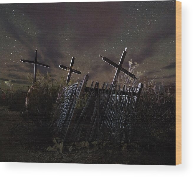 Terlingua Ghost Town Wood Print featuring the photograph May They Rest In Peace by Hal Mitzenmacher