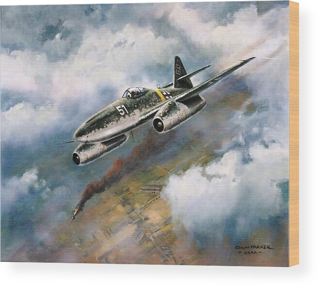 Aviation Art Wood Print featuring the painting 'me - 262' by Colin Parker