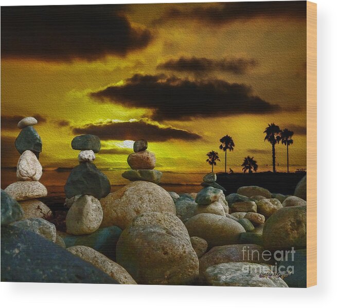San Onofre Beach Wood Print featuring the digital art Memories in the Twilight by Rhonda Strickland