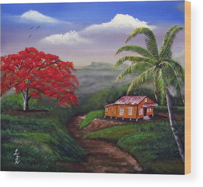 Island Wood Print featuring the painting Memories of My Island by Luis F Rodriguez