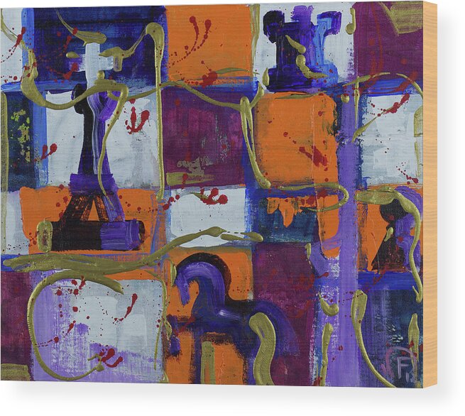 Abstract Painting Wood Print featuring the painting Mental Games - War Games by Walter Fahmy