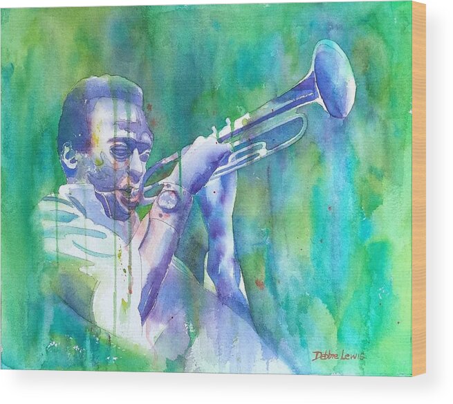 Watercolor Wood Print featuring the painting Miles is Cool by Debbie Lewis