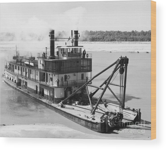 1950 Wood Print featuring the photograph Mississippi River Snag Boat by Granger