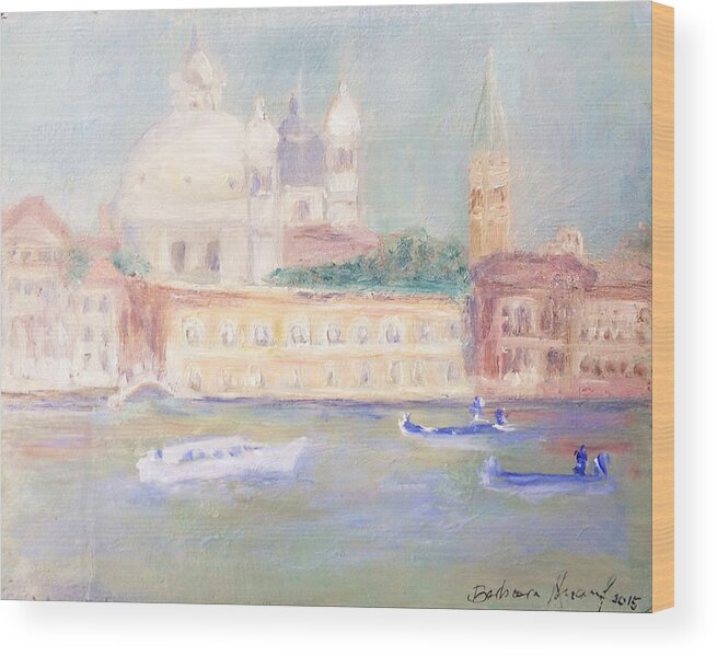 Venice Wood Print featuring the painting Misty Morning on the Canale Grande by Barbara Anna Knauf