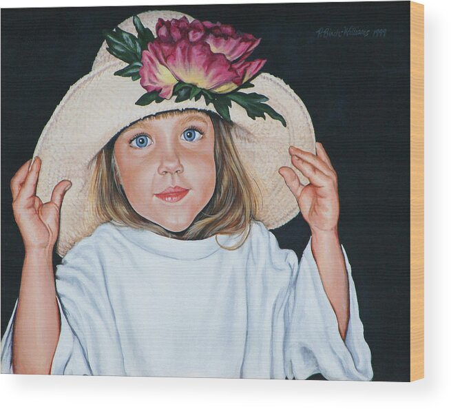 Portrait Wood Print featuring the painting Mommy's Hat by Penny Birch-Williams