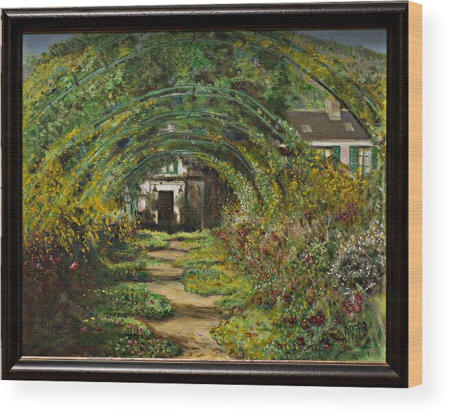 Flowers Wood Print featuring the painting Monet's Garden Madness by Kathy Knopp